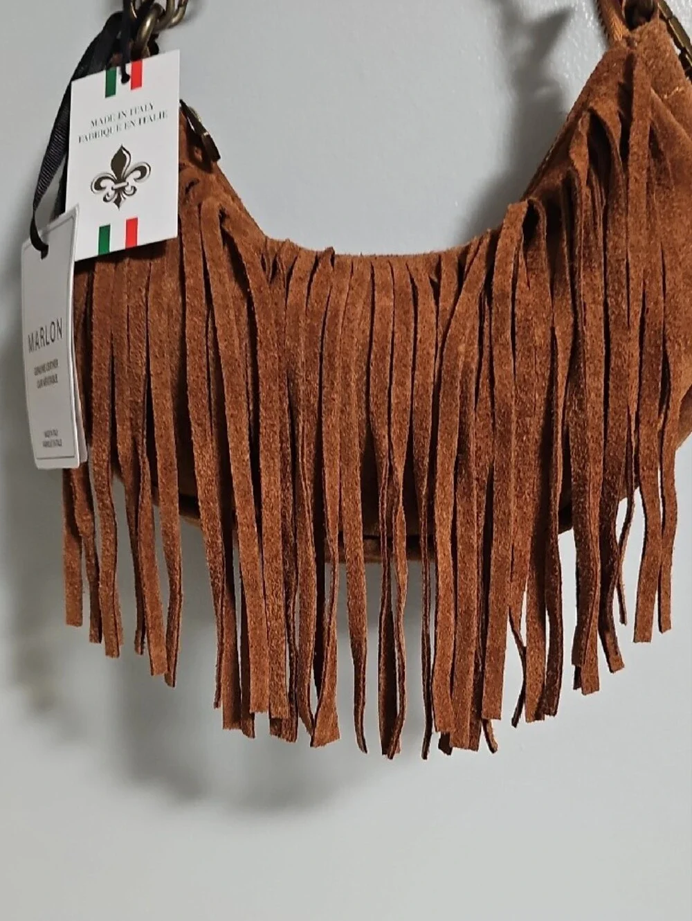 NEW! Marlon Suede Fringe Shoulder Bag in Brown